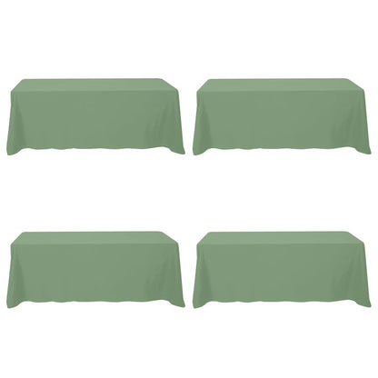 BRILLMAX 4 Pack Sage Green Tablecloths 90 x 156 Inch for 8ft Rectangle Tables - 150 GSM Polyester Fabric, Floor Length Drop, Water, Stain & Wrinkle Resistant Cloth Cover for Wedding Reception Banquet