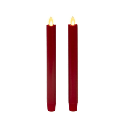 Luminara - Flameless Battery Operated Taper Candle - Red - Pack of 2-1x9.75 - LED Flickering Flame - Realistic Safe for Home Kids and Pets