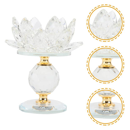 Lotus Crystal Candleholder Elegant Decorative Candlestick for Dining Table Home and Special Occasions Unique Flower-Shaped Design for Romantic Atmosphere for Weddings and Parties