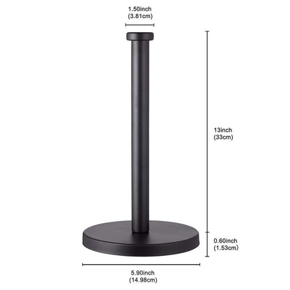 Black Standing Paper Towel Holder for Kitchen& Bathroom Countertop,Under Counter, Table Or BBQ, Standard or Jumbo-Sized Roll Paper (with Stainless Steel Base)