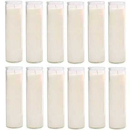 Glass Assorted Religious Candle, White, Case of 12 (1)
