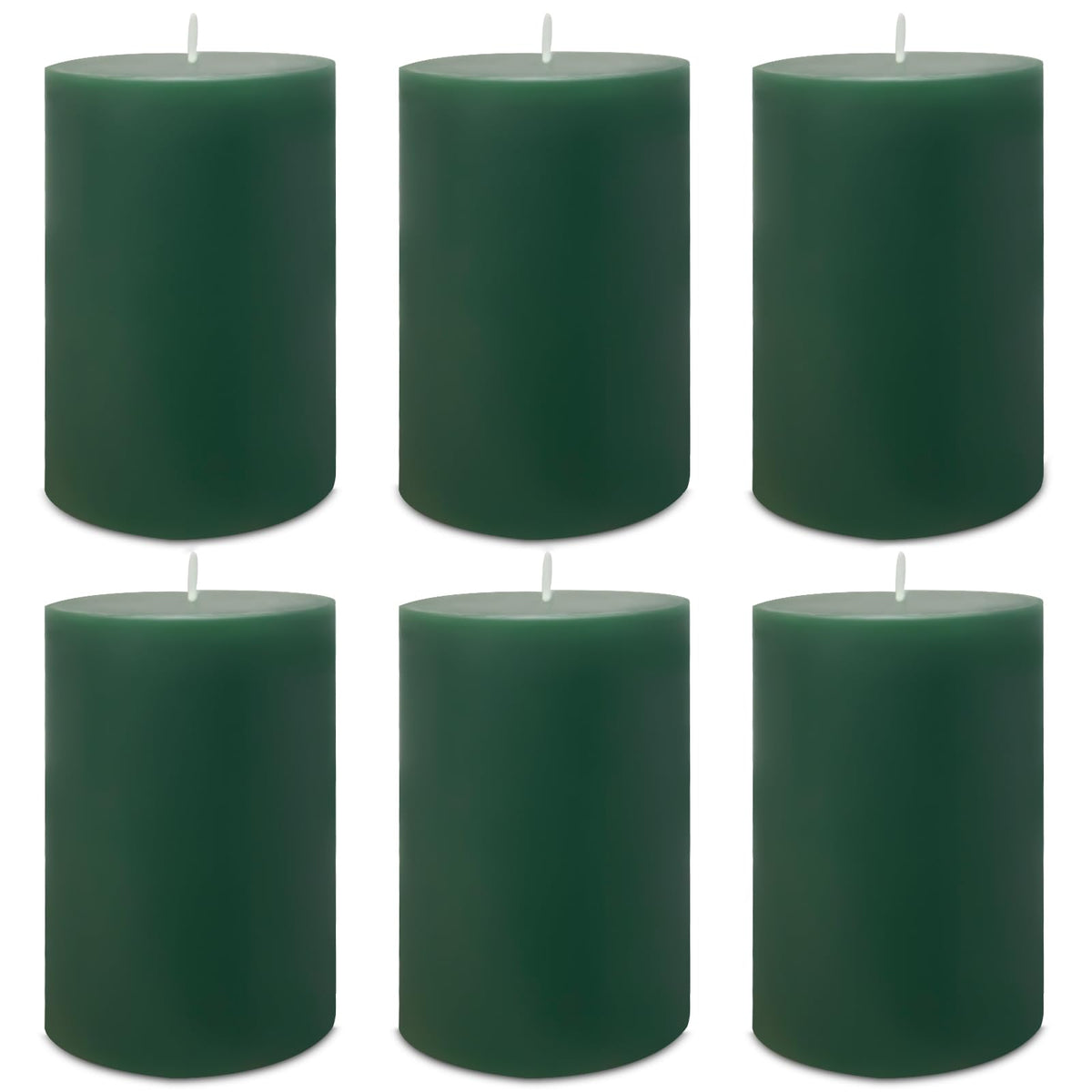 6 Pack 2x3 inch Pillar Candles, Green Unscented Votive Candle for Celebration Home Decoration, Dripless and Long Burning Time