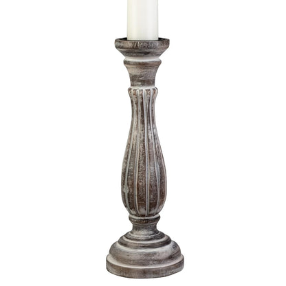 Biedermann & Sons Washed Wooden Pillar Candle Holder, White, 10 Inch Tall, Fits Up to 3 Inch Pillar Candles, Decorative Candle Pedestal for Shelves and Centerpieces