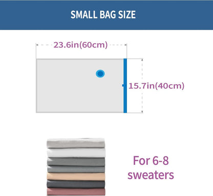 Skiennix Vacuum Storage Bags - 7 Pack Small Space Saver for Clothing & Travel | Includes Hand Pump
