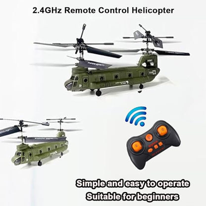 Remote Control Helicopter S026H Military Transport RC Helicopters with Altitude Hold One Key Take Off/Landing LED Light Low Battery Reminder Gyro RC Army Helicopter for Beginners