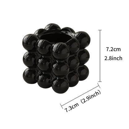 Ceramic Cube Golden Candle Holder Handheld Candlestick Holders Decorative Candle Stand Middle East Arabian Festival Candlestick Dining Table Party Home Decoration Ornament (Black)
