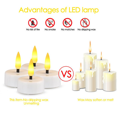 ENERJARY LED Tea Light Candles with Timer Flickering Flame 12pcs Battery Operated Realistic Bright Unscented Tea Light Fake Candles for Romantic Wedding Home Xmas Decor Birthday Halloweens Warm White