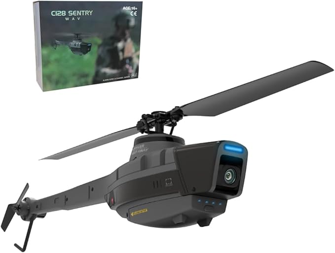Remote Control Helicopter with 1080P Camera Black Hornet Scout RC 4CH Aerial Vehicle Reconnaissance Military Aircraft Model for 16+ with 1-Battery