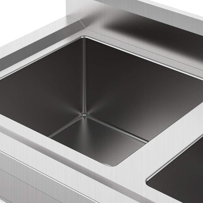 Bonnlo Commercial 304 Stainless Steel Sink 2 Compartment Free Standing Utility Sink for Garage, Restaurant, Kitchen, Laundry Room, Outdoor, 35.8" W x 21.3" D x 40" H