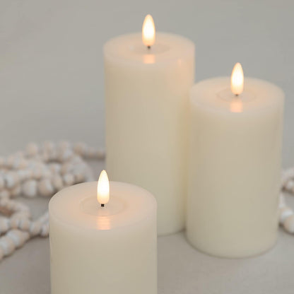 ANGELLOONG Flickering Flameless Candles with Remote, Real Wax Battery Operated Candles with Timer, Fake LED Pillar Candles for Wedding Holiday Farmhouse Home Decor, Ivory