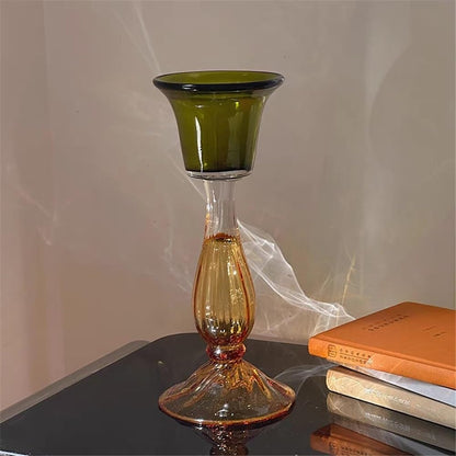 Candle holders Second hand transparent single head candle holder made of high quality glass, green decorative aromatherapy candle holder Decorative candle holder