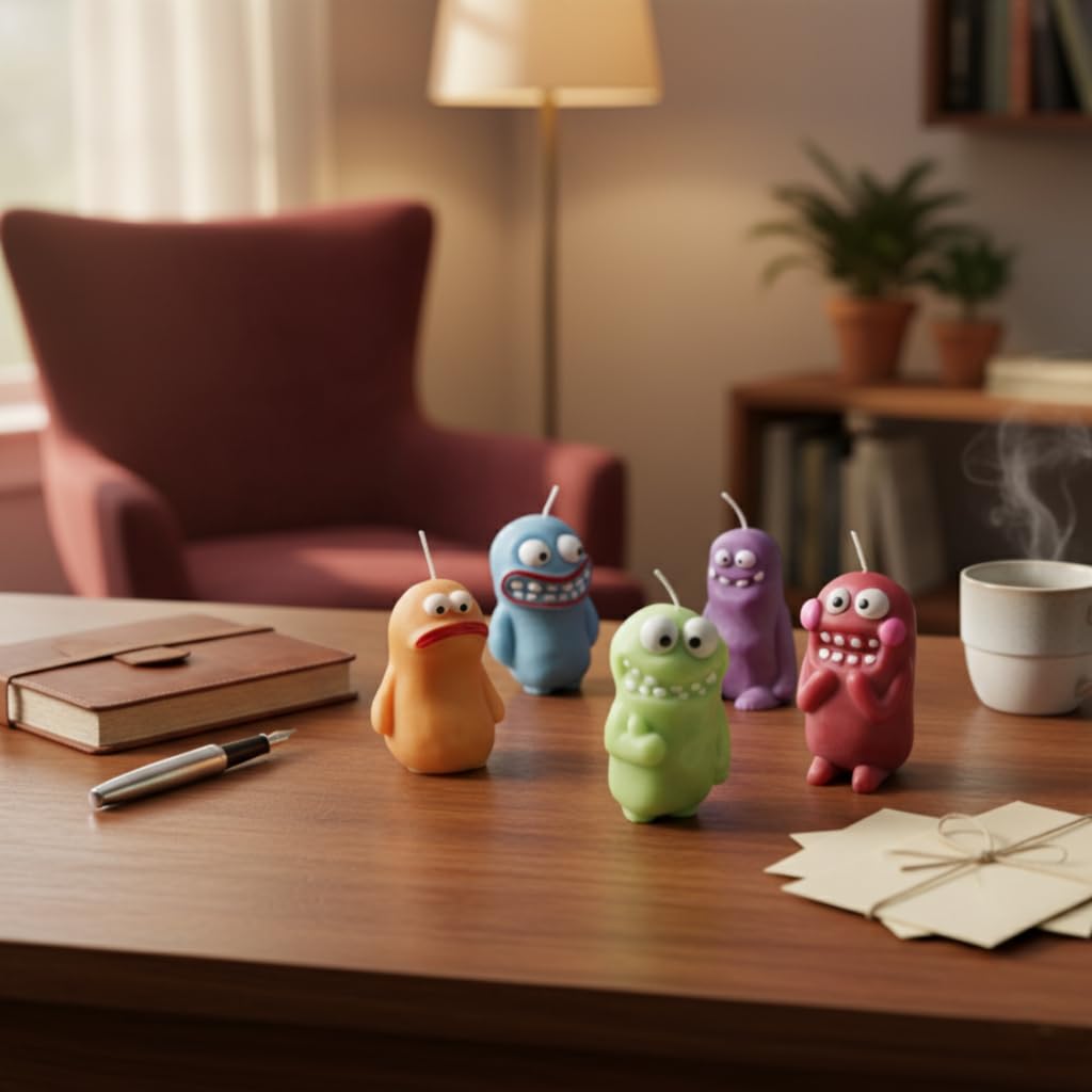 Cute Funny Clay Creature Candles with Natural Scents (Lavender), Novelty Home Decor Gifts for Holidays, Birthdays, Party Favors, Natural Soy Wax, Relaxation and Mood Enhancement