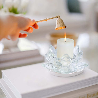 Kolnlala Crystal Lotus Flower Tealight Candle Holders/Glass Tea Light Candlestick Decor Decoration for Christmas Home Wedding Party… (Clean 2pcs)