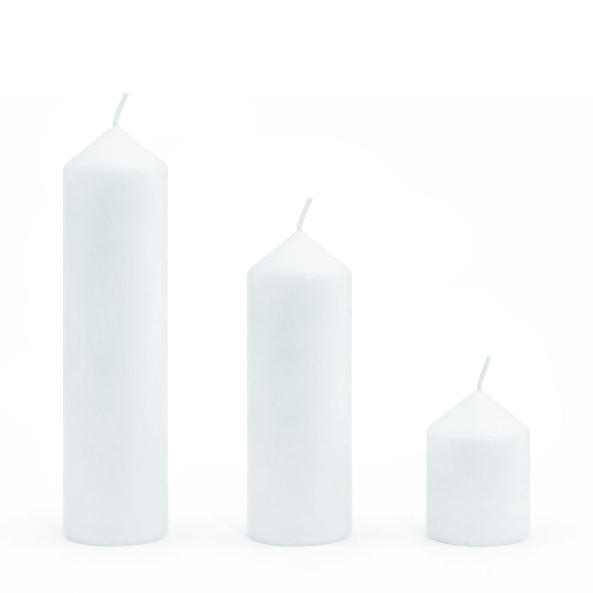 HTTBEIZI Pillar Candles Bulk Set - Unscented, Smokeless, Dripless | 3 Sizes (1 Each): 2x3, 2x6, 2x8 Inches | Ideal for Weddings, Christmas & Home Decor (3, White)