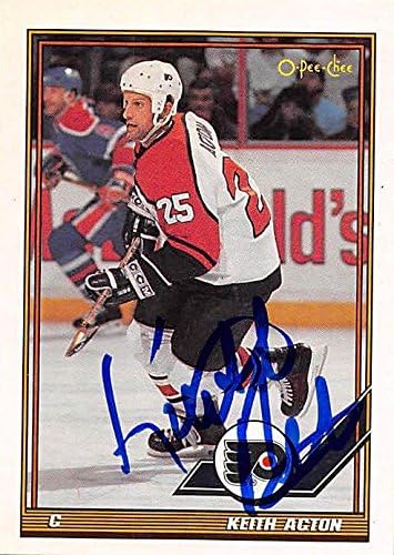 Sports Memorabilia Autograph Warehouse 224156 Keith Acton Autographed Hockey Card - Philadelphia Flyers 1991 O-Pee-Chee - No. 77
