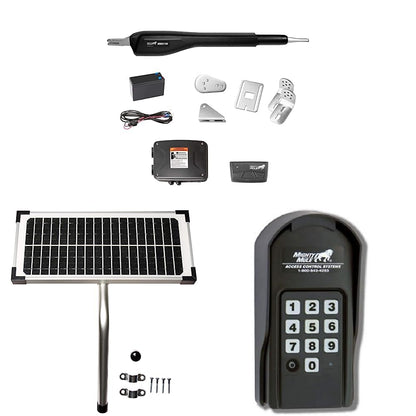 Mighty Mule MM571W Heavy Duty Smart Gate Opener, Single, Black & ar Panel Kit (FM123) for Mighty Mule Automatic Gate Openers,Black Cell & Wireless Digital Keypad (FM137)