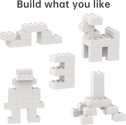 500 Piece Bulk 2x4 Building Bricks Compatible with Lego Flat White Bricks
