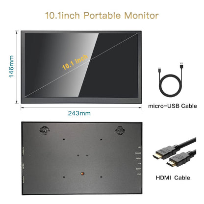 LESOWN 10 inch Monitor Touchscreen Small HDMI Portable Display 1024x600 IPS Computer 10.1 inch Secondary Screen mini Monitors for Windows Mac Laptop PC