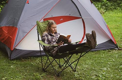 ALPS Mountaineering Escape Lounge Camping Chairs for Adults with Footrest and Adjustable Armrests, Sturdy Steel Frame, Compact Foldable Design, and Carry Bag, Cactus