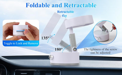 Car Phone Holder Upgraded Vacuum Magnetic Phone Holder for Car with N52 Magnet, Adjustable Suction Cup Phone Mount, Includes Metal Ring & Adhesive Pad, Fits iPhone & Android