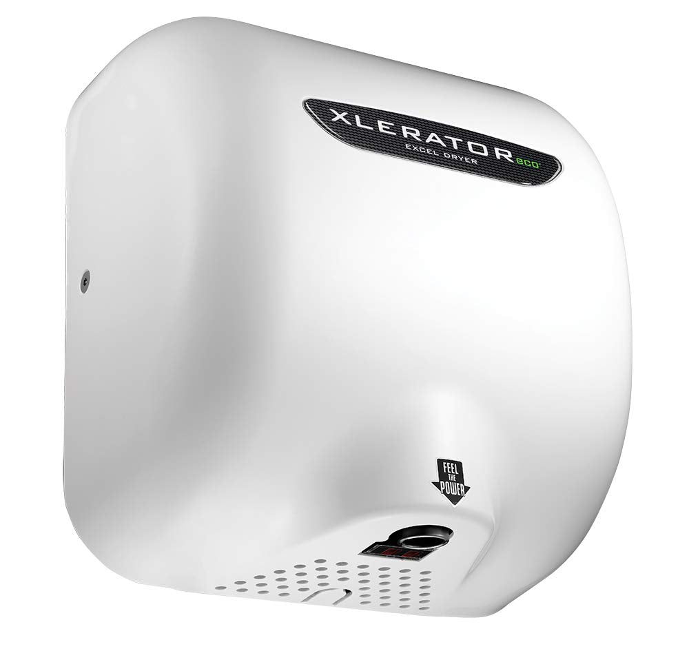 XLERATOReco XL-BW-ECO 1.1N High Speed Commercial Hand Dryer, Excel Dryer, White Thermoset Cover, Automatic Sensor, Surface Mount, Noise Reduction Nozzle, LEED Credits, No Heat 4.5 Amps 110/120V