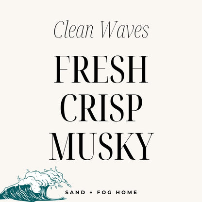 Sand + Paws Scented Candle - Clean Waves - Additional Scents and Sizes –Luxurious Air Freshening Jar Candles Neutralize pet Odors and Enhance Home décor – 100% Cotton Lead-Free Wicks - 12 oz