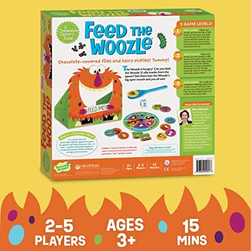 Peaceable Kingdom Feed the Woozle Cooperative Game for 2 to 5 Kids Ages 3+ - Learn Social Skills While Completing Physical Challenges