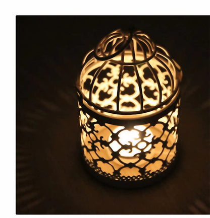 Metal Candle Holder Table Centerpiece Decorative Hollow Out Birdcage Iron Candlestick for Home Fireplace Wedding Holiday Decoration