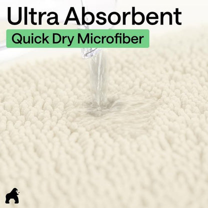 GORILLA GRIP Bath Rug Mat - Thick Soft Chenille, Quick-Dry Microfiber | 60x24 Inches, Ivory
