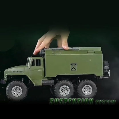 GoolRC RC Military Truck 1:16 Scale 6WD Remote Control Car Off-Road RC Truck with LED Light and 2 Batteries All Terrain Army Transport Vehicle for Adults