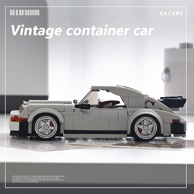 PB8816 1:32 Turbo Sports Car Buliding Blocks Set 343 Pieces MOC Super Racing Model Kit with Display Container Clamping Blocks Toy Gift for Adults
