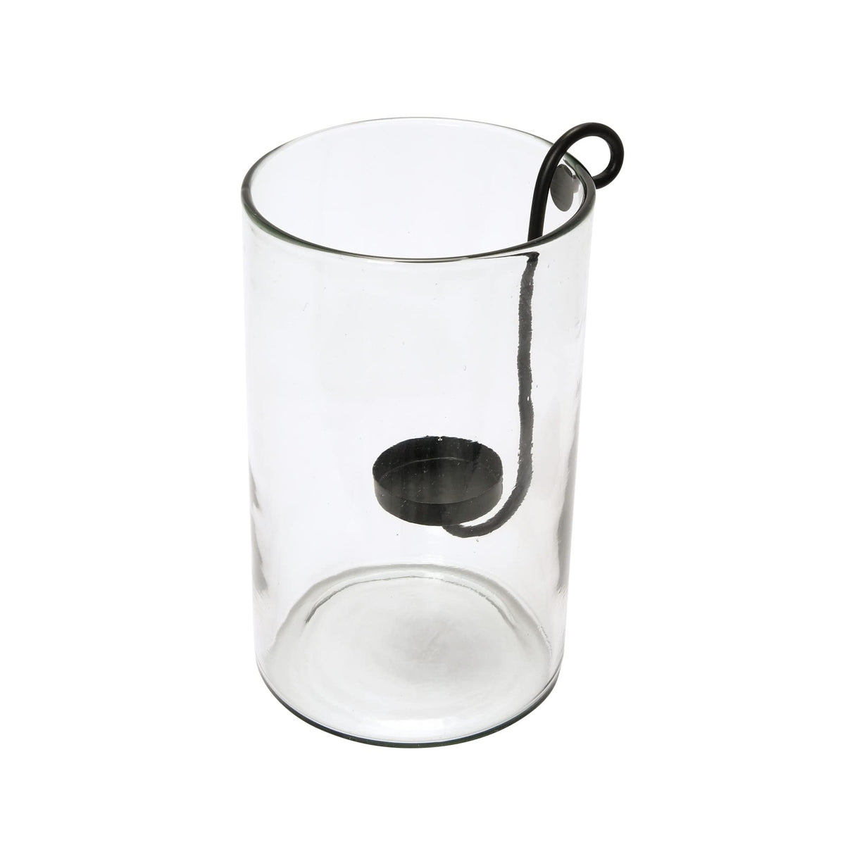 Creative Co-Op Glass Hurricane with Metal Candle Holder, Black, 12.5" H