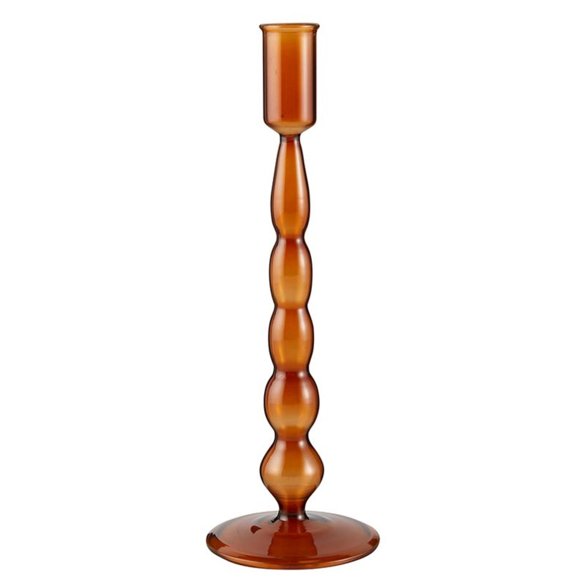 47th & Main Holder for Taper Candle Glass Candlestick Candleholder, Large, Amber