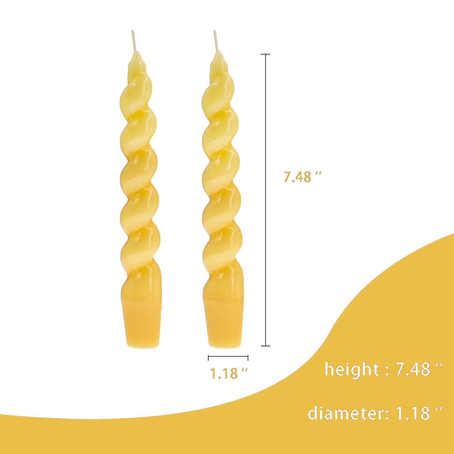 Spiral Taper Candles Twisted Candlesticks -7.5inch Yellow Candle Sticks Unscented Tapered Candles Short Spiral Candle for Holiday Household Wedding Party,4PCS-Cream Yellow