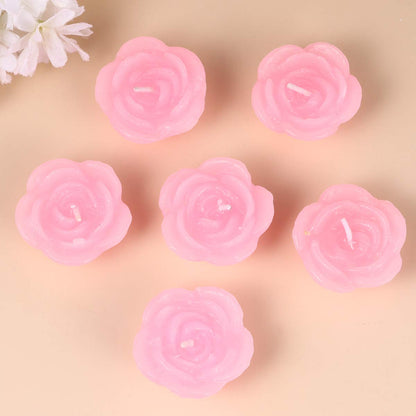 Decorative Candle Light- 12pcs Pink Rose- Shaped Candles Floating Flower Candle Home Decor for Wedding Party Bedroom