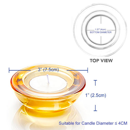 ELIVIA Gold Tealight Candle Holders - Set of 12, Round Chunky Glass Candle Holder, 3" Diameter - CH01 - Rusty Orange