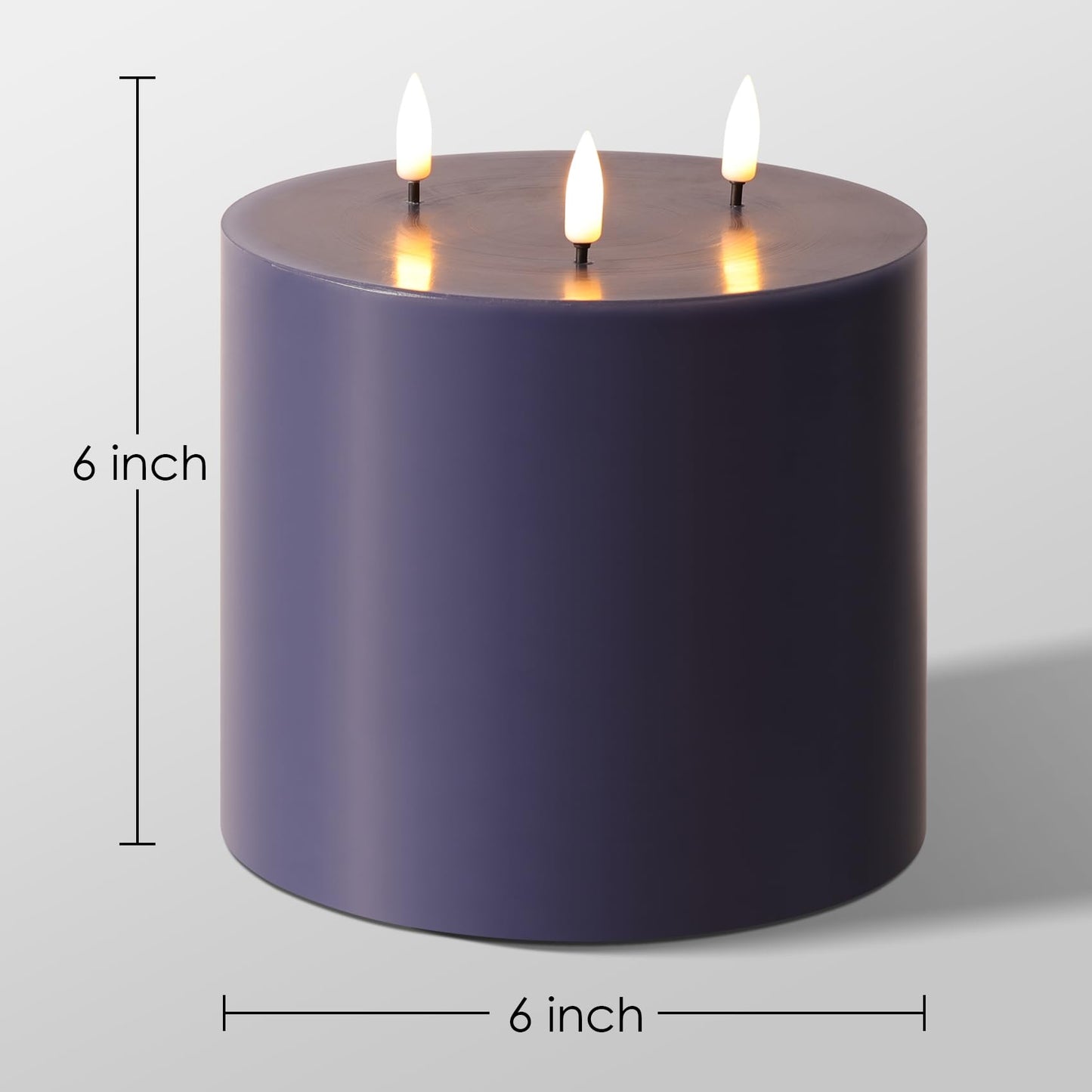 Girimax Navy Blue 3 Wick Flameless Candle with Remote, 6x6 inch Giant LED Pillar Candle, Battery Operated Real Wax Flickering