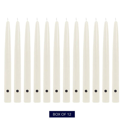 Colonial Candle Unscented Taper Candle, Handipt Collection, White, 12 In, Pack of 12 - Up to 10 Hours Burn