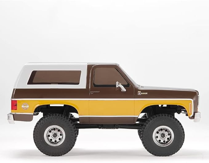 FCX24 FMS 1/24 K5 Chevy Blazer RC Crawler Officially Licensed Mini RC Car Pick Up Truck &amp SUV 2 in 1 4WD 8km/h 2 Speeds Switch Off-Road RC Model with LED Lights for Adults (Brown)