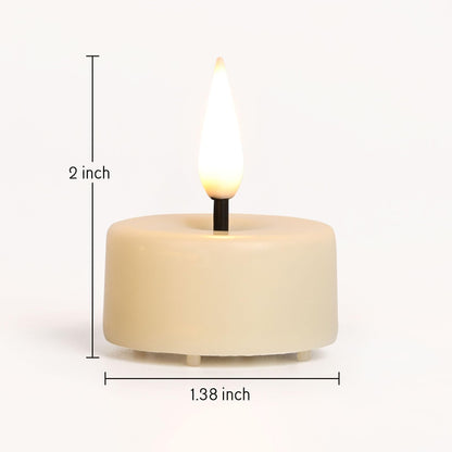 Eywamage Ivory Flameless Wax Tealights with Remote Batteries, Flickering Realistic LED Tea Votive Candles Set of 10