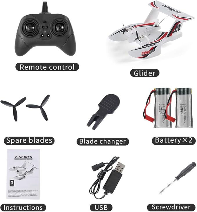 GoolRC RC Plane 3CH Remote Control Airplane for Water Land &amp Air Amphibious Triphibian RC Aircraft 2.4GHz Seaplane Glider RC Floatplane with 6-Axis Gyro &amp 2 Batteries for Adults
