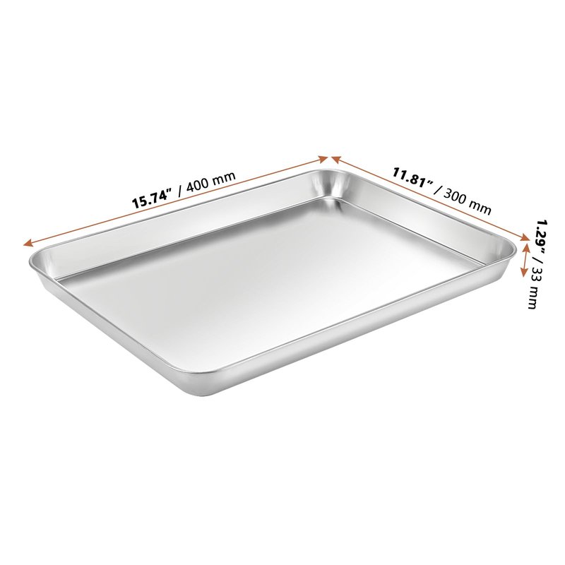 LEXININ Baking Sheet Set, 11.8 x 15.7 x 1 Inch, 8-Piece Stainless Steel Cookie Pan, Silver