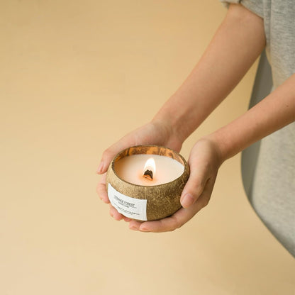 Phinicco 4 Pack Coconut Shell Candle Bowls - Wooden Candle Holders for DIY Candles & Home Decor