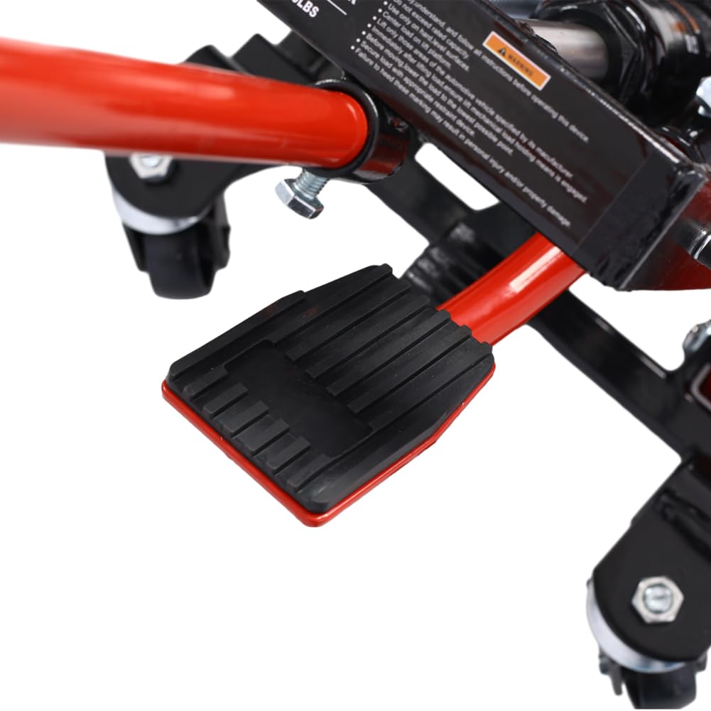 Hydraulic Motorcycle Lift Jack, 1500 LBS Capacity Scissor Lift Jack, Portable Motorcycle Lift Table with 4 Wheels, Hydraulic Foot-Operated H-oist Stand for Motorcycle UTV Black+Red One Size