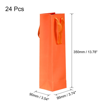 UXCell Orange 4x4x14 Paper Wine Tote Bags - 24pcs with Handles for Wedding, Birthday, Christmas Parties