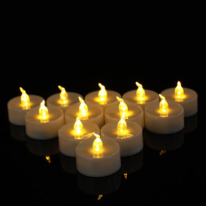 LED Tea Light, Flameless Flickering Tealight with Remote Control, Long Lasting Battery Operated LED Tealight Candle for Seasonal & Festival Celebration Pack of 12