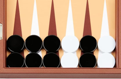 Silverman &amp Co. 19-inch Premium Backgammon Set - Desert Brown Board