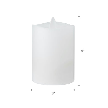 Mikasa LED Wax Pillar Candle 3 x 4 Inch White Flameless Candle with Dancing Flame Effect - Battery Operated with 5-Hour Timer for Home Decor and Table Ambiance