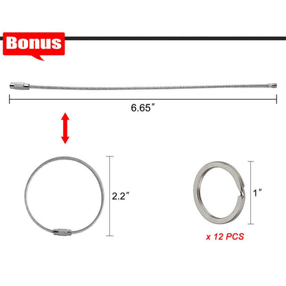3" Aluminum D Ring Carabiners Clip D Shape Spring Loaded Gate Small Keychain Carabiner Clip Set for Outdoor Camping Mini Lock Snap Hooks Spring Link Key Chain Durable Improved 12 PCS (Assorted)
