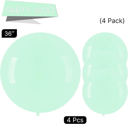 PartyWoo Mint Green Jumbo Balloons - 36 Inch Pastel Green for Birthday, Baby Shower & Wedding Decor